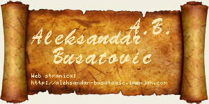 Aleksandar Bušatović vizit kartica